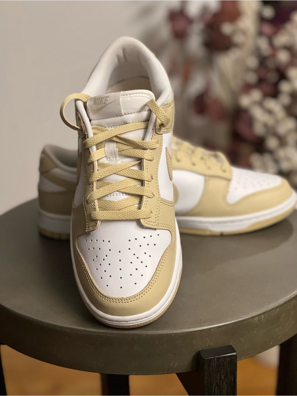 Nike Dunk “Team Gold” Low-Top Sneakers in White and Gold